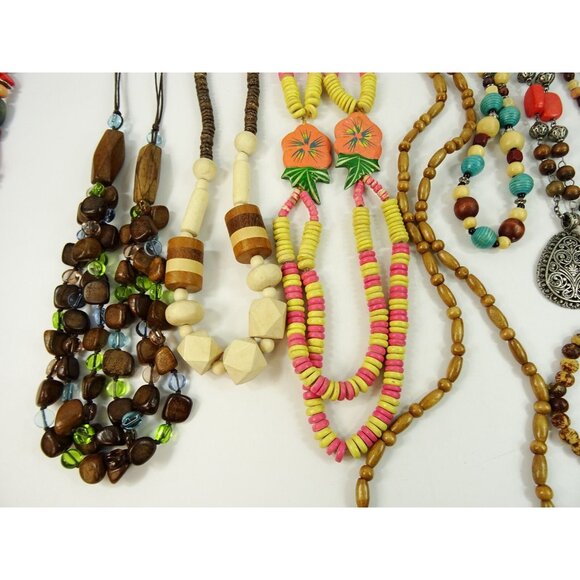 Wood Jewelry Lot 30pc Wooden Necklaces Bracelets - Picture 13 of 15